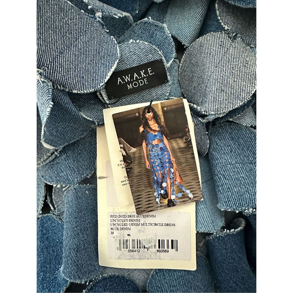NWT A.W.A.K.E. MODE Upcycled Denim Multi Circle Dress FR 38 / US 4 $1415 - Picture 12 of 13